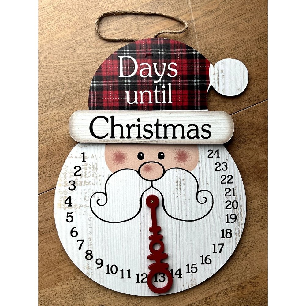 Countdown to Christmas Santa Wooden Advent Calendar 12"